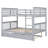 Full Over Full Bunk Bed With Twin Size Trundle And Ladder-Gray-448681595