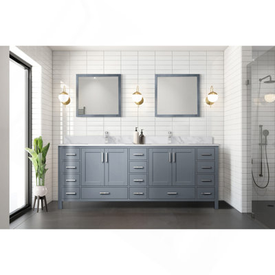 Meuble-lavabo double gris foncé 84 po X P 22 po D et l 34 po Miroirs