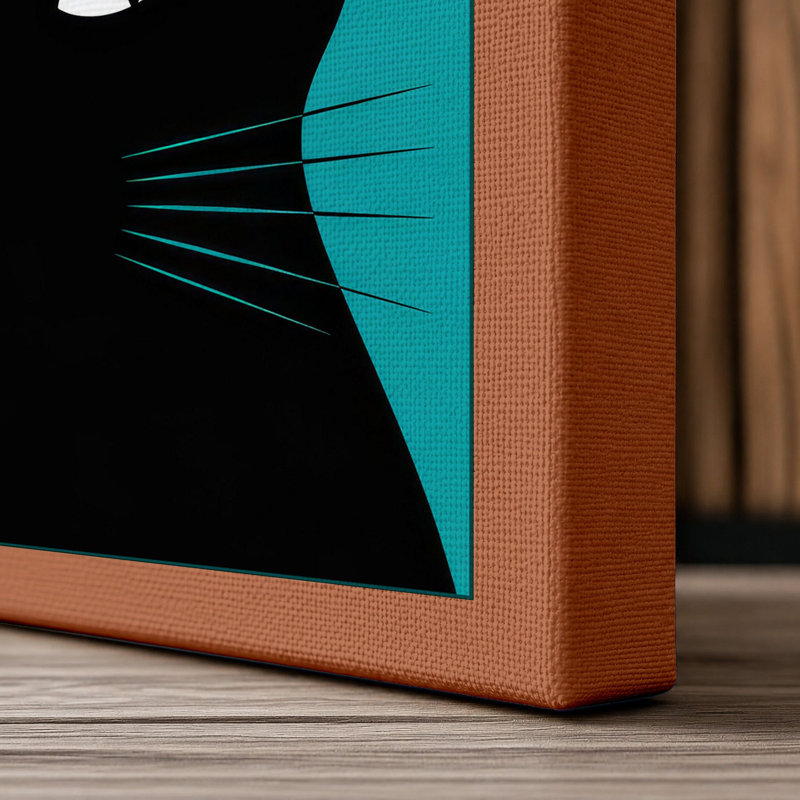 The Black Cat Retro - Wrapped Canvas, 24x16 - 61.0 x 40.6 cm, Terracotta Border