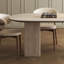 Table de salle à manger beige / brun en pierre frittée ovale + bois massif-1704781773