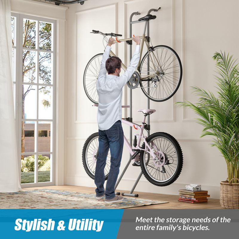 Nateesha Steel Wall Mounted Adjustable Bike Rack for Garage, Gravity Bike Stand