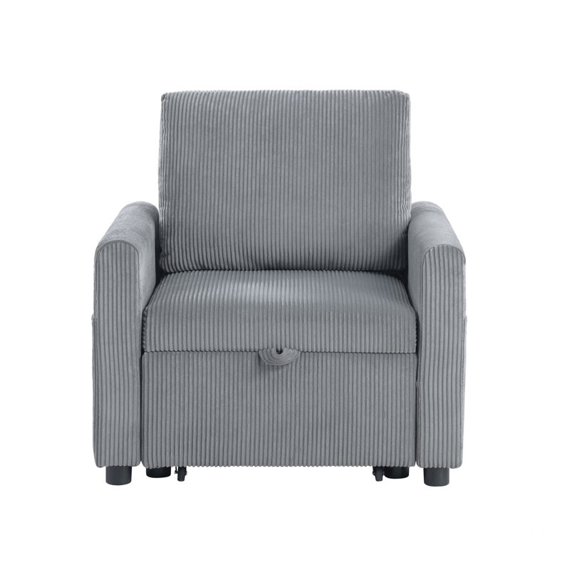 Fauteuil avec méridienne coulissante et poche latérale, fauteuil simple de salon
