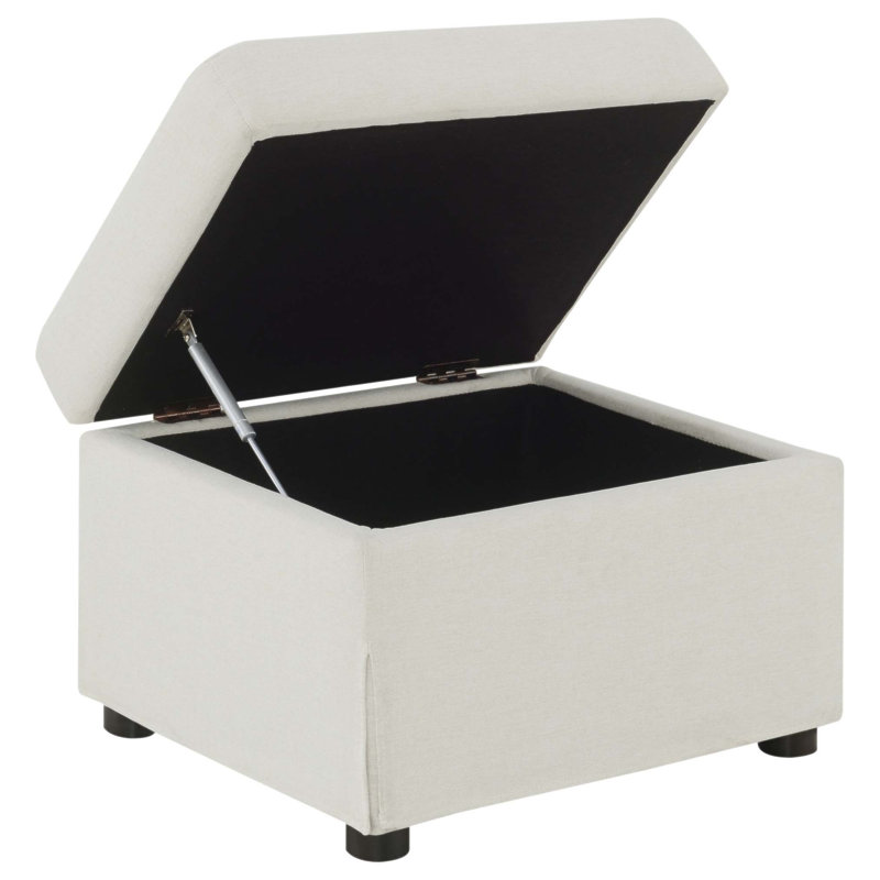 Repose-pieds de rangement rembourré avec plateau relevable hydraulique en beige