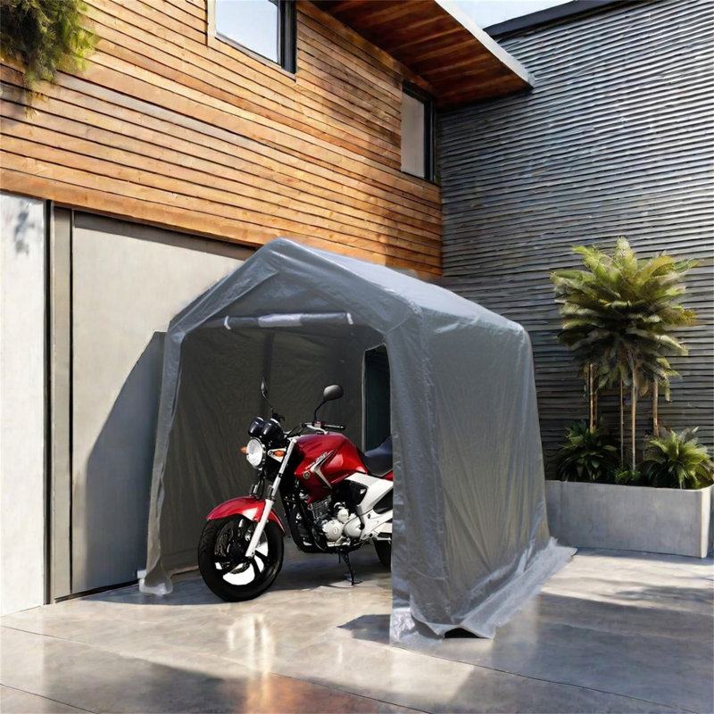 7 Ft Outdoor Portable Gazebo Storage Shelter Shed With 2 Roll Up Zipper Doors & Vents Carport For Motorcycle Waterproof And UV Resistant Anti-Snow Portable Garage Kit Tent