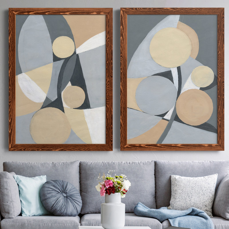 Millenium I - ensemble de 2 peintures sur toile encadrées, H 31 po x l 44 po x P 1 po, Toile avec cadre érable