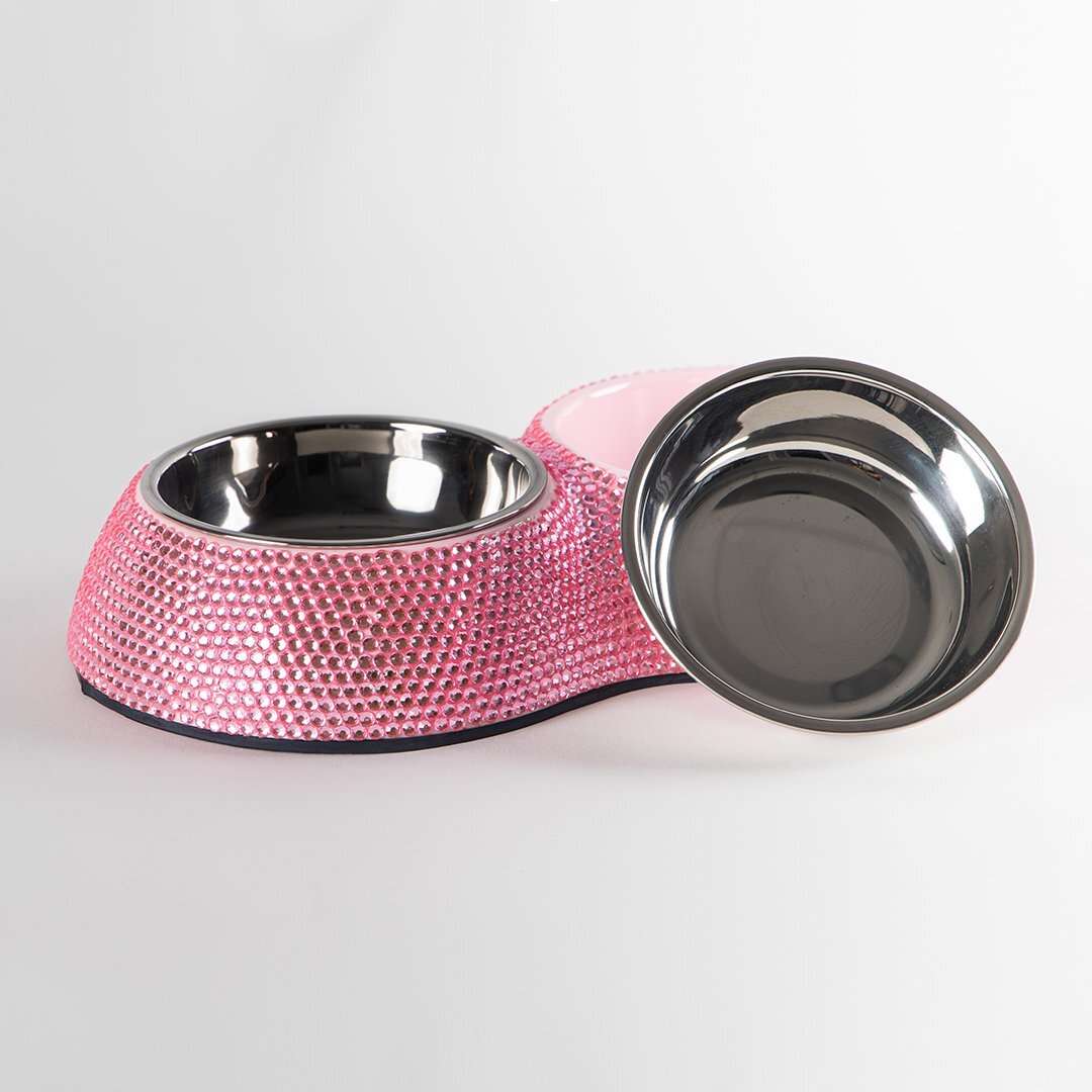 Two-Toned Double Wall Insulated Dog & Cat Stainless Steel Feeder Food Bowl/Dish FluffyPaw Color: Pink