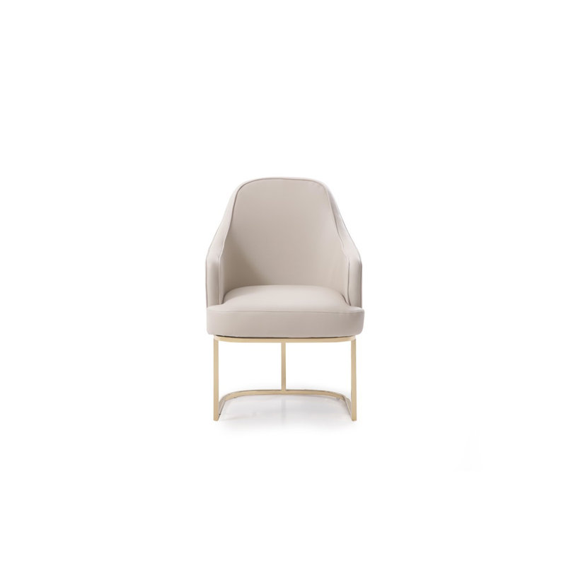 Chaise de salle à manger rembourrée grise et dorée