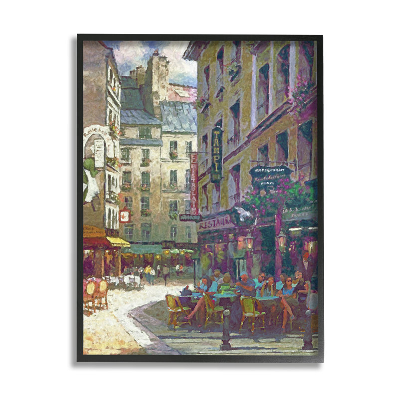 «Paris Cafe Street», impression sur bois par Steve Hunziker, H 14 po x l 11 po x P 1,5 po, Giclée encadrée noir minuit