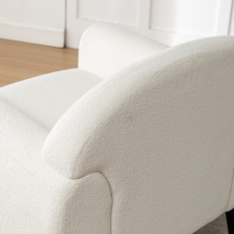 Deivi Upholstered Accent Chair with Round Arm, Beige Polyester