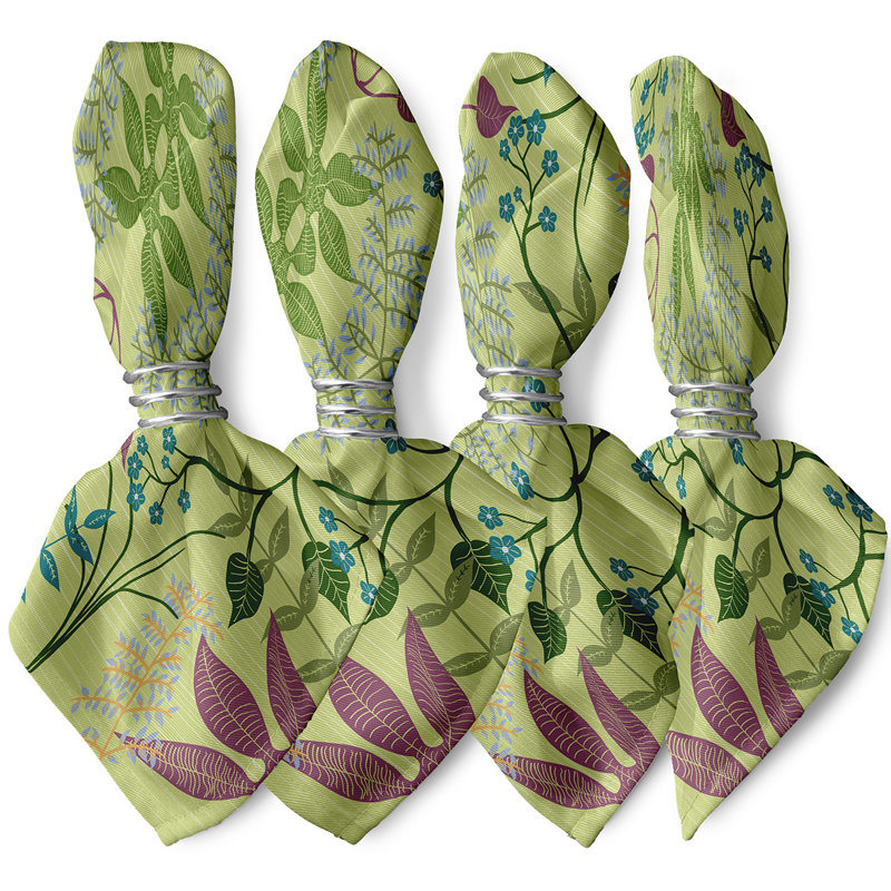 Ensemble de serviettes 4 pièces Slezak Botanical, L 18 po x L 18 po, Vert