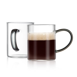 Tasses à expresso en verre borosilicaté Bacimi 3 oz / 90 ml, poignée fumée (Ensemble de 2)