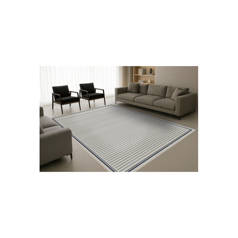 Tapis gris tissé à rayures Mosso, 3'3" x 4'11"