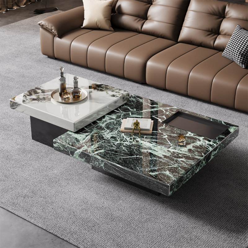 Light luxury marble coffee table set, Black