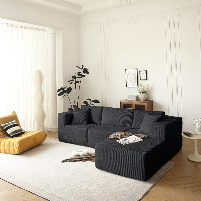 Canapé modulaire en L 3 pour la chambre à coucher Atalanta, Gris