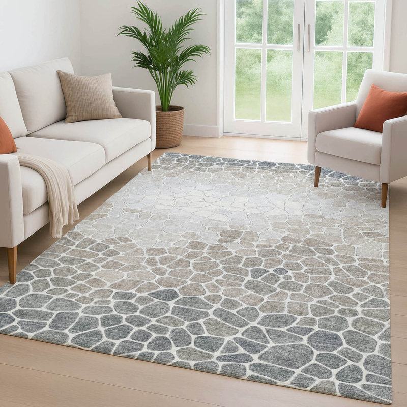 Premium Machine Washable Mayfield AMF2190 geometric Rug, Taupe, 2'6" x 3'10"