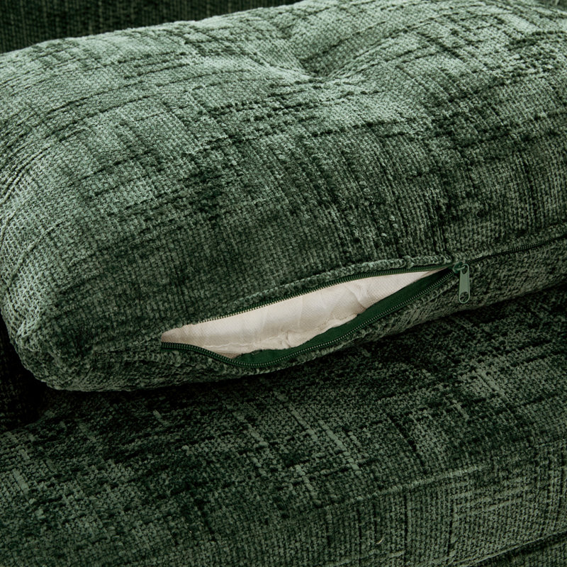 Fauteuil demi-tonneau pivotant rembourré, Chenille verte, 1