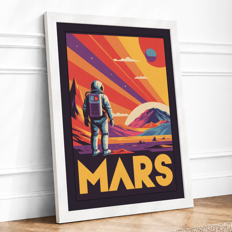 Postcard from Mars Retro - Framed Print, A3 - 42.0 x 29.7 cm, White