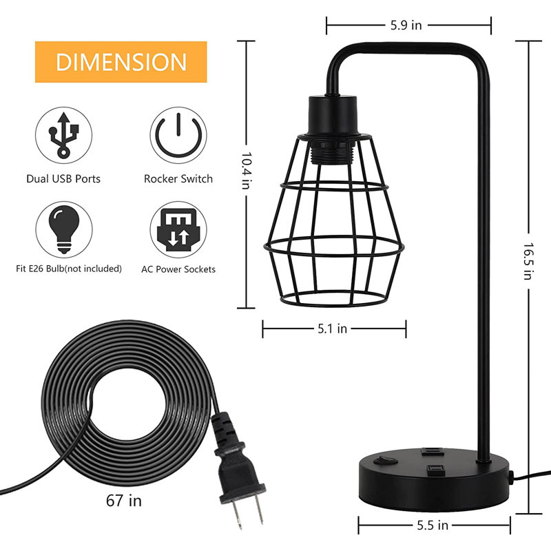 Claredon Metal USB Desk Lamp
