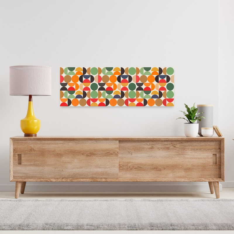 Colorful Geometric Circles by Vitor Costa - Wrapped Canvas Panoramic Print, 30.48 cm H x 91.44 cm W