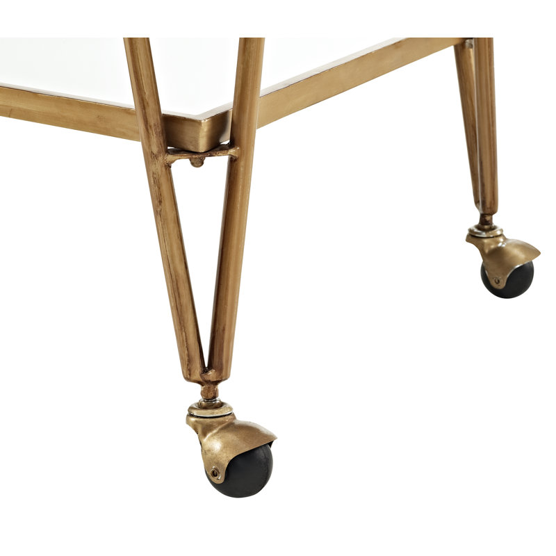 Sarish Metal Bar Cart, Rustic Gold