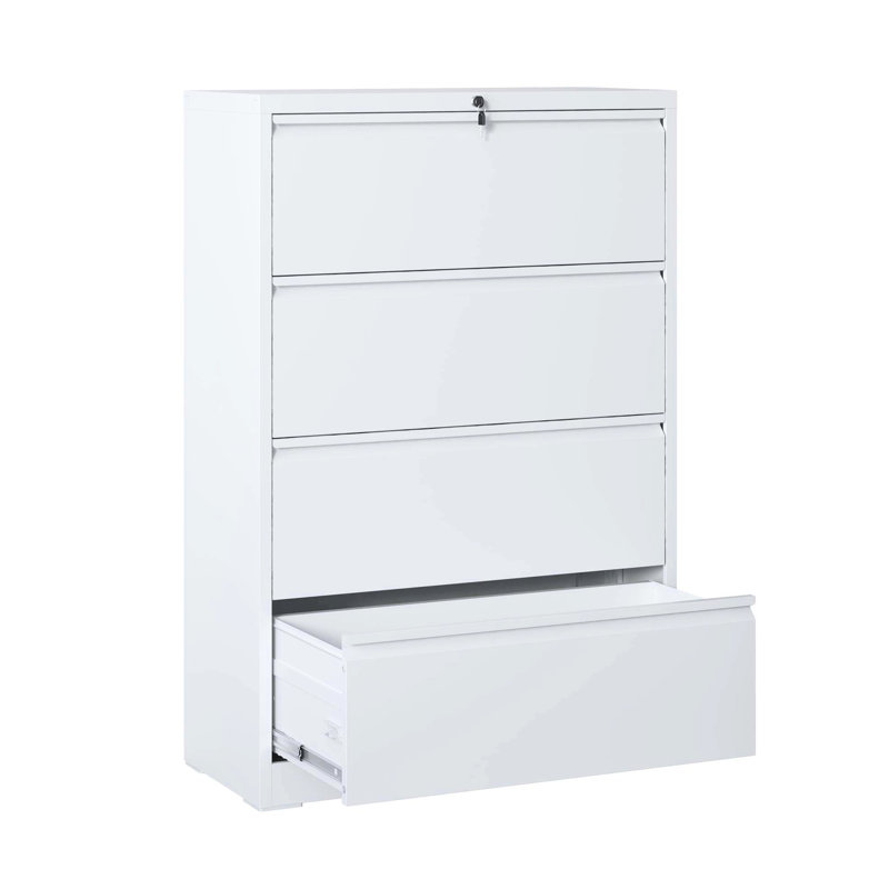 4 classeurs latéraux en métal, armoire verrouillable blanche pour le bureau, peut contenir des documents de format Légal / A4 / F4, verrouillable stable et durable en blanc, peut être rangé dans différentes tailles, conception