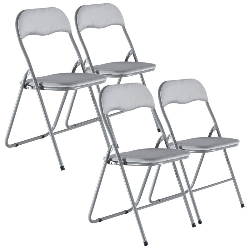 Andaluss Velvet Padded Stackable Folding Chair Folding Chair Set, Dark Grey