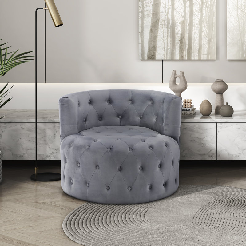 Jaonte 33" Modern & Contemporary Swivel Chair with Velvet Fabric Upholstery, 360-Degree Swivel, Foam over Pocket Coils