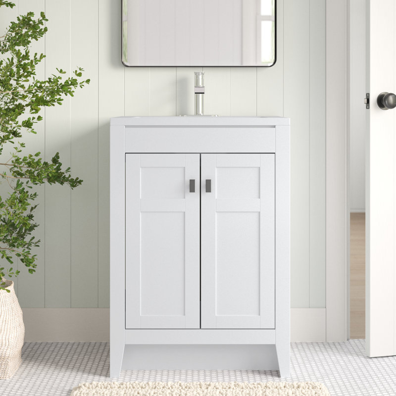 24.5" Single Bathroom Vanity With Cultured Marble Top, White