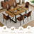 Wood Dining Table Set For 6，71"  Rectangular Table With Metal Frame & Natural Finish-1579897032-1579896885