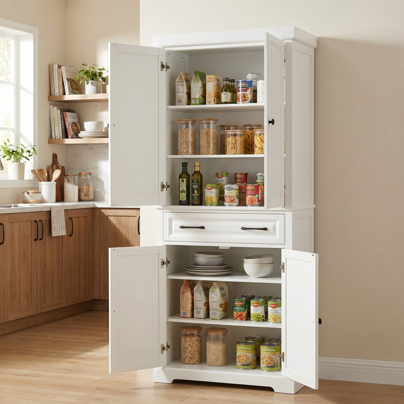 Armoire de rangement pour garde-manger de 71 pi avec tiroir et tablettes réglables, portes magnétiques et conception anti-basculement