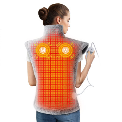 Wearable Electric Heated Massage Wrap for Neck, Shoulder & Back Pain Relief – 2 Motors, 4 Massage Modes, Grey, 280g