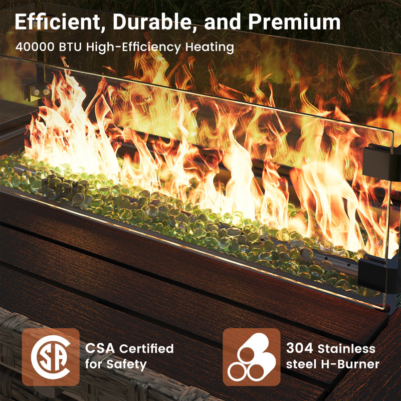 Rattan Outdoor Fire Pit Table