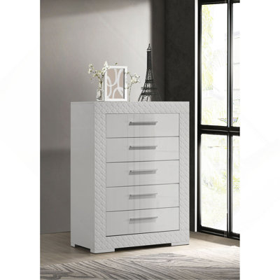 High Gloss 5-Drawer Bedroom Chest
