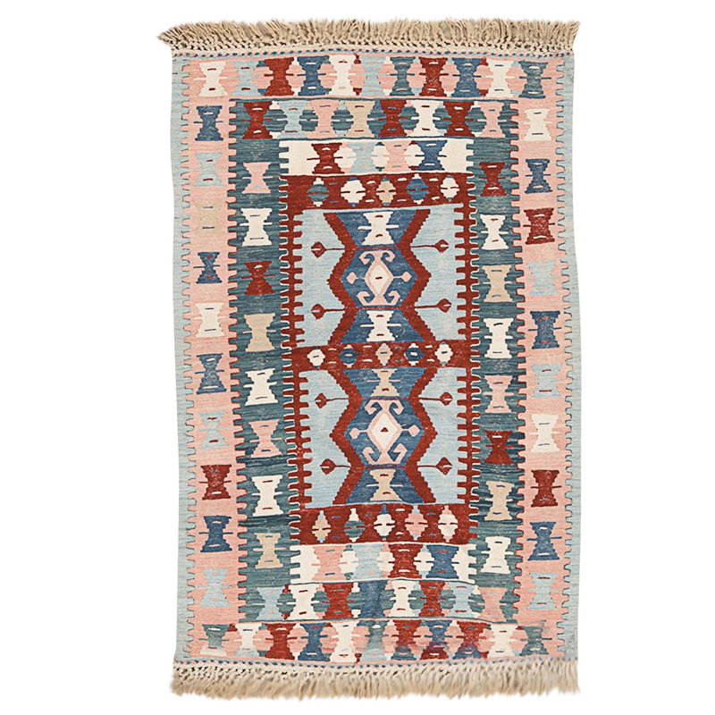 Hand Knotted Wool Area Rug in Multi