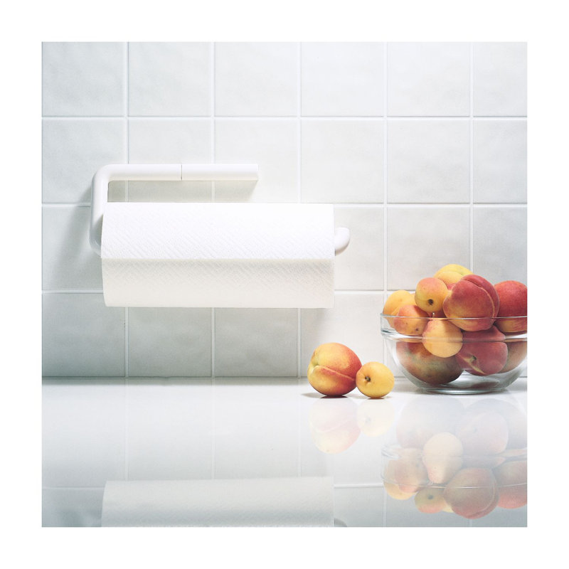 White Plastic Wall-Mounted Paper Towel Holder, 13" x 5"