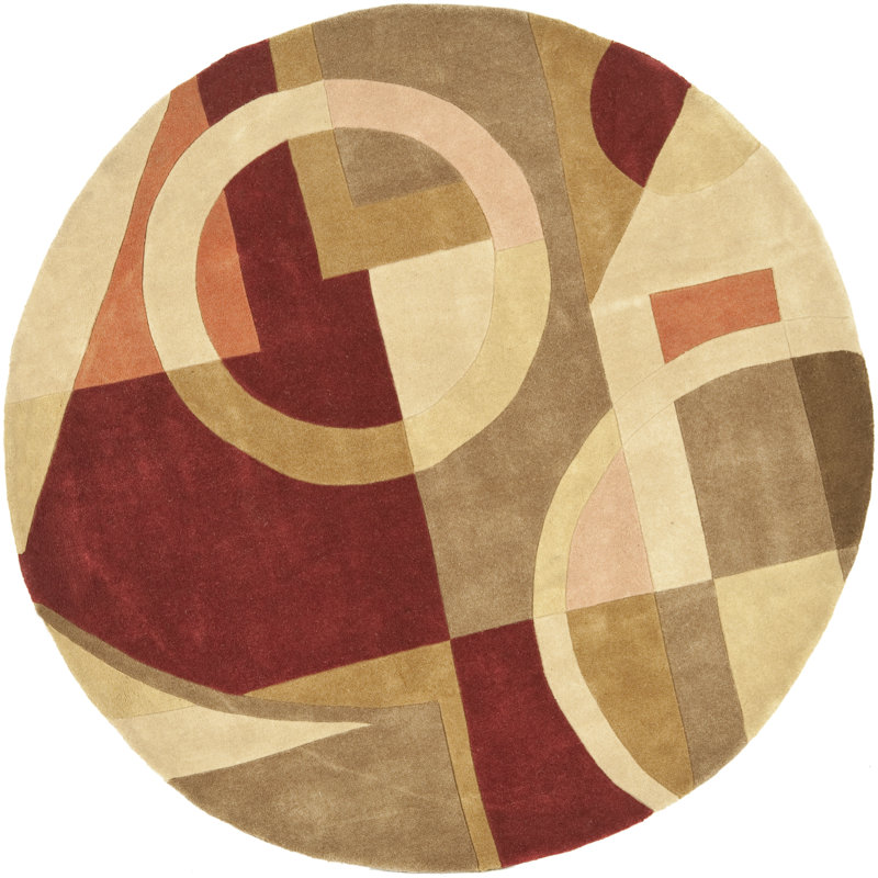Bertien Hand Tufted Wool Abstract Rug, Round 7'9"