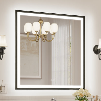 Miroir de salle de bain moderne à DEL avec verre trempé et miroir mural