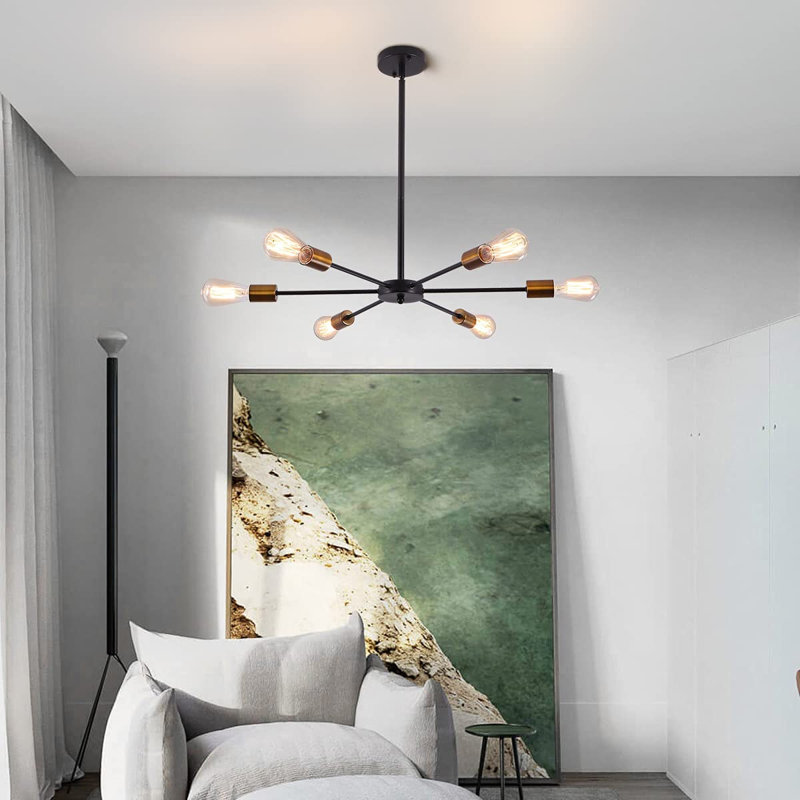 6 - Light Sputnik Chandelier, Black/Gold
