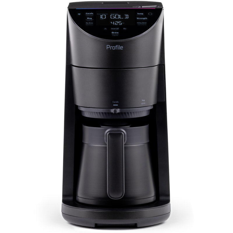 Smart Black Stainless Steel Programmable Coffee Maker with Grinder