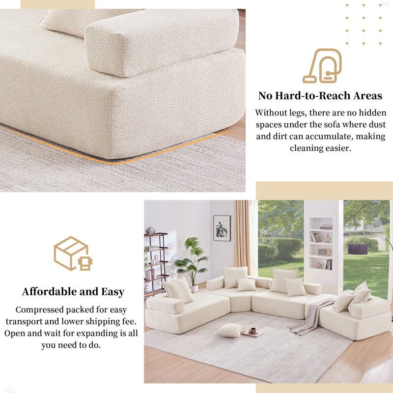 Ebern Designs Loveseat Frame For Oversized Modular U Shaped Sectional ...