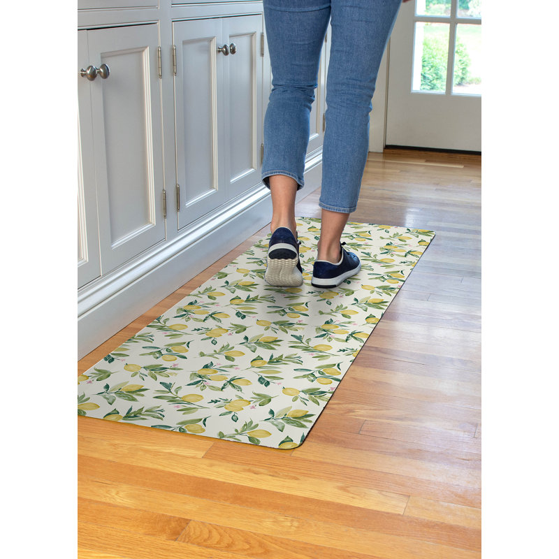 Limon Yellow and White Anti-Fatigue Comfort Mat, 60in x 20in