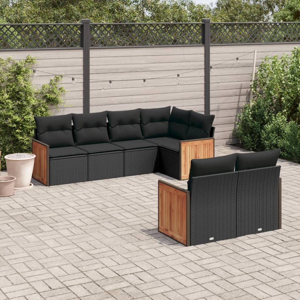 Vidaxl 7-Tlg. Garten-Sofagarnitur Mit Kissen Schwarz Poly Rattan