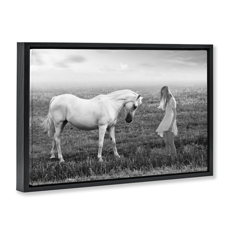 Cadre flottant Her Horse, design par Ata Alishahi, Cadre flottant noir de jais, H 17 po x l 25 po
