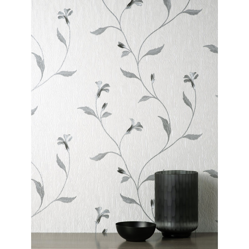 Bellagio Floral Italian Heavyweight Vinyl Wallpaper, White