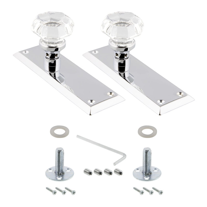 New York Plate with Waldorf Door Knob, Bright Chrome