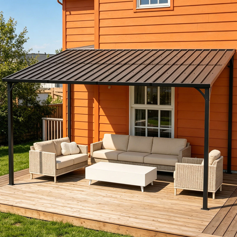 Pergola avec toit incliné en acier galvanisé