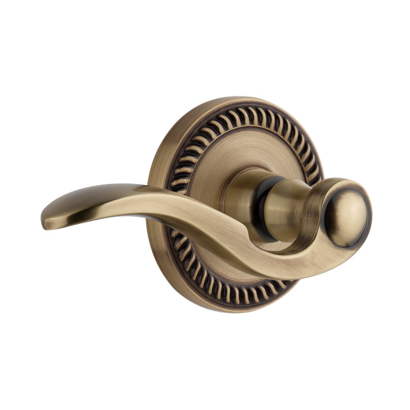 Grandeur Newport Rosette Privacy with Bellagio Lever, 2 3/4", Vintage Brass, Right Handed