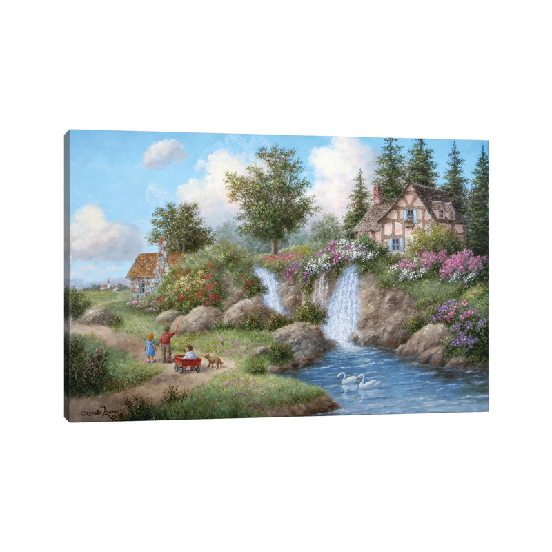 Hillcrest Falls by Dennis Lewan - Wrapped Canvas Painting, 66.04 cm H x 45.72 cm W x 1.91 cm D