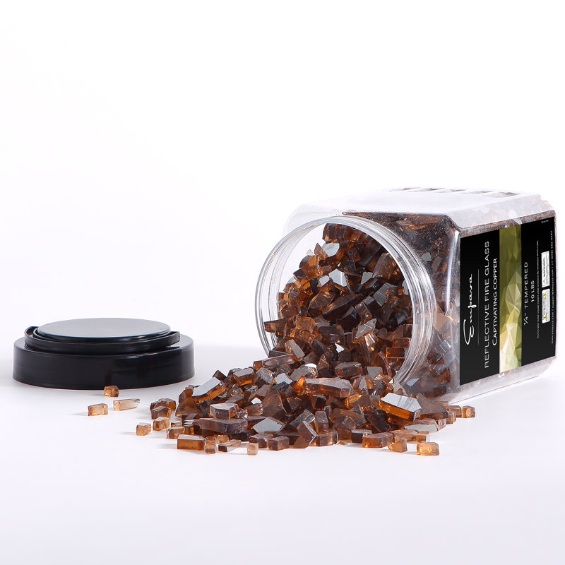 10 lb. Irregular Shaped Reflective Fire Pit Glass, Copper, 1/2-in