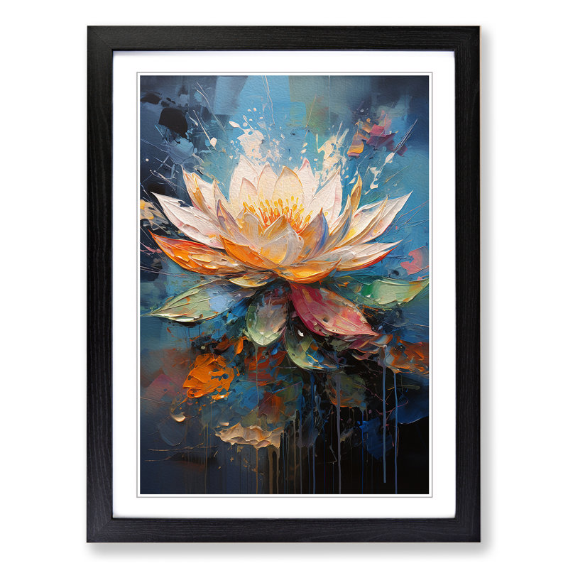 Lotus Flower Action No.4 - Framed Print, 64cm H x 46cm W x 2cm D, Black